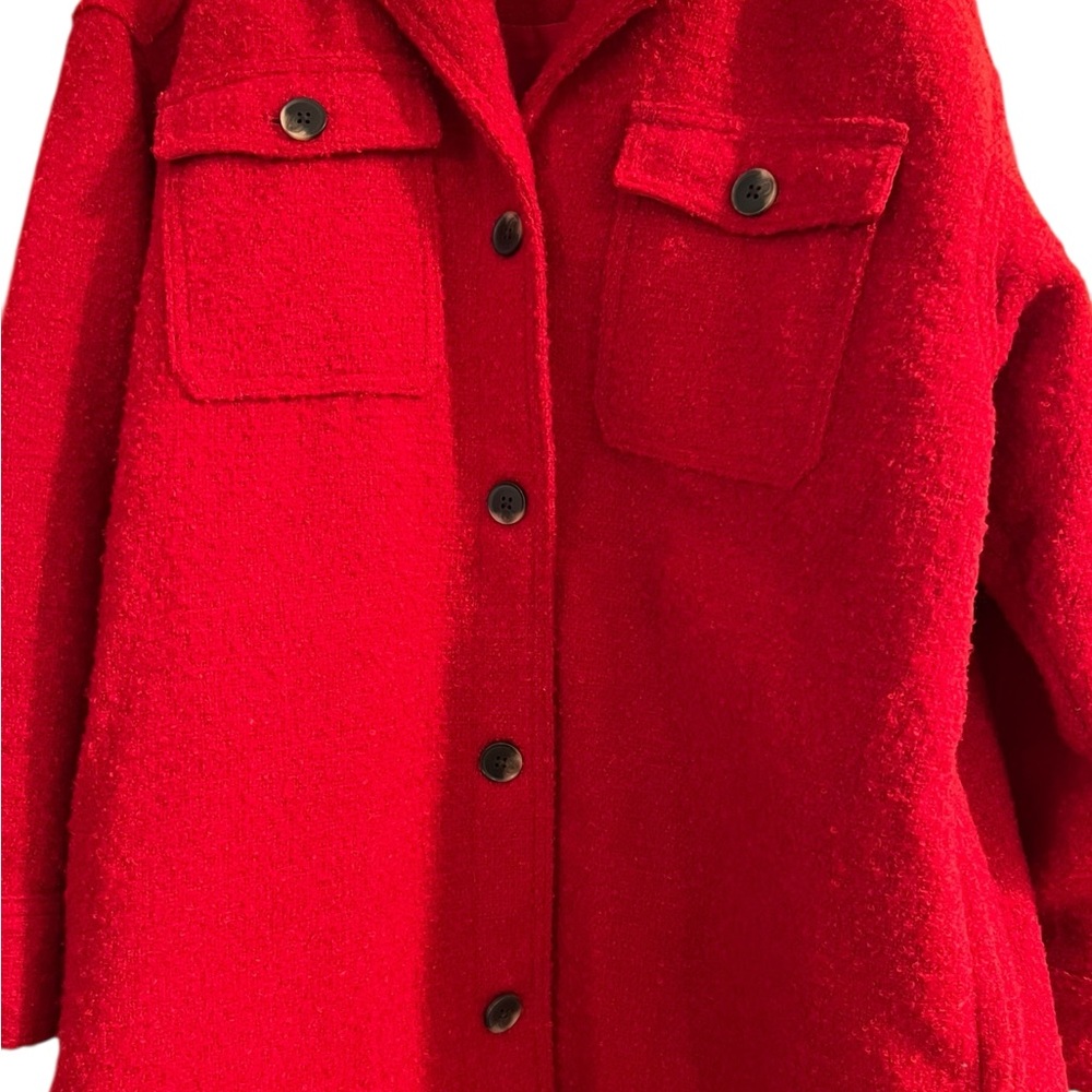 Old Navy Red Long Boucle Textured Wool Utility Shacket large - Picture 3 of 7